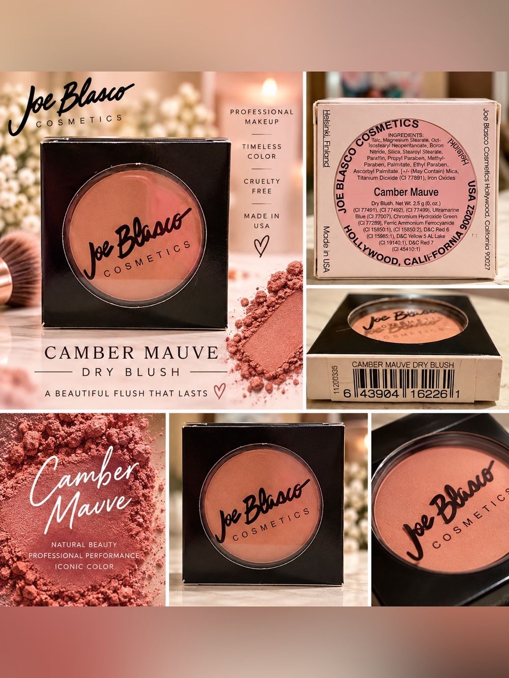 Joe Blasco Dry Blush Camber Mauve Professional Makeup Peach Mauve 2.5g - Picture 2 of 3